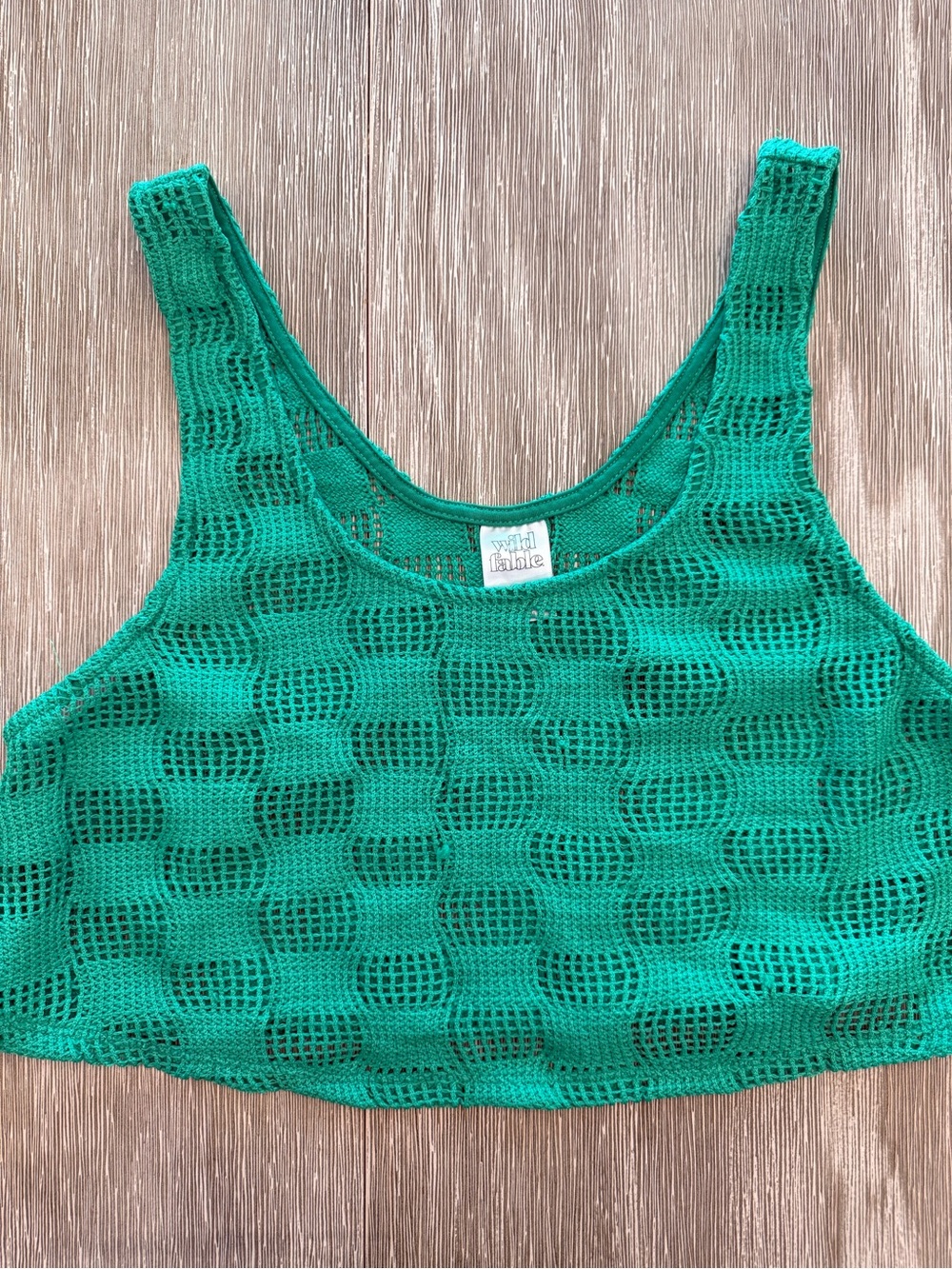wild fable Emerald Green Crochet Tank Crop summer festival top size small